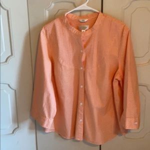 Talbots Orange Gingham Check Shirt